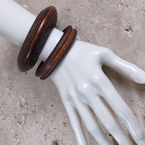 Mar Y Sol Wood Bangle Bracelets 2pc Set